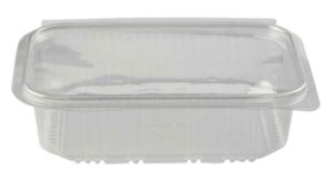 600cc Clear rPET Square Hinged Lid OPTIPAK Salad Container (x400)