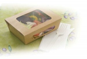 Large Kraft Salad Box With Window (x200) 200x120x50mm